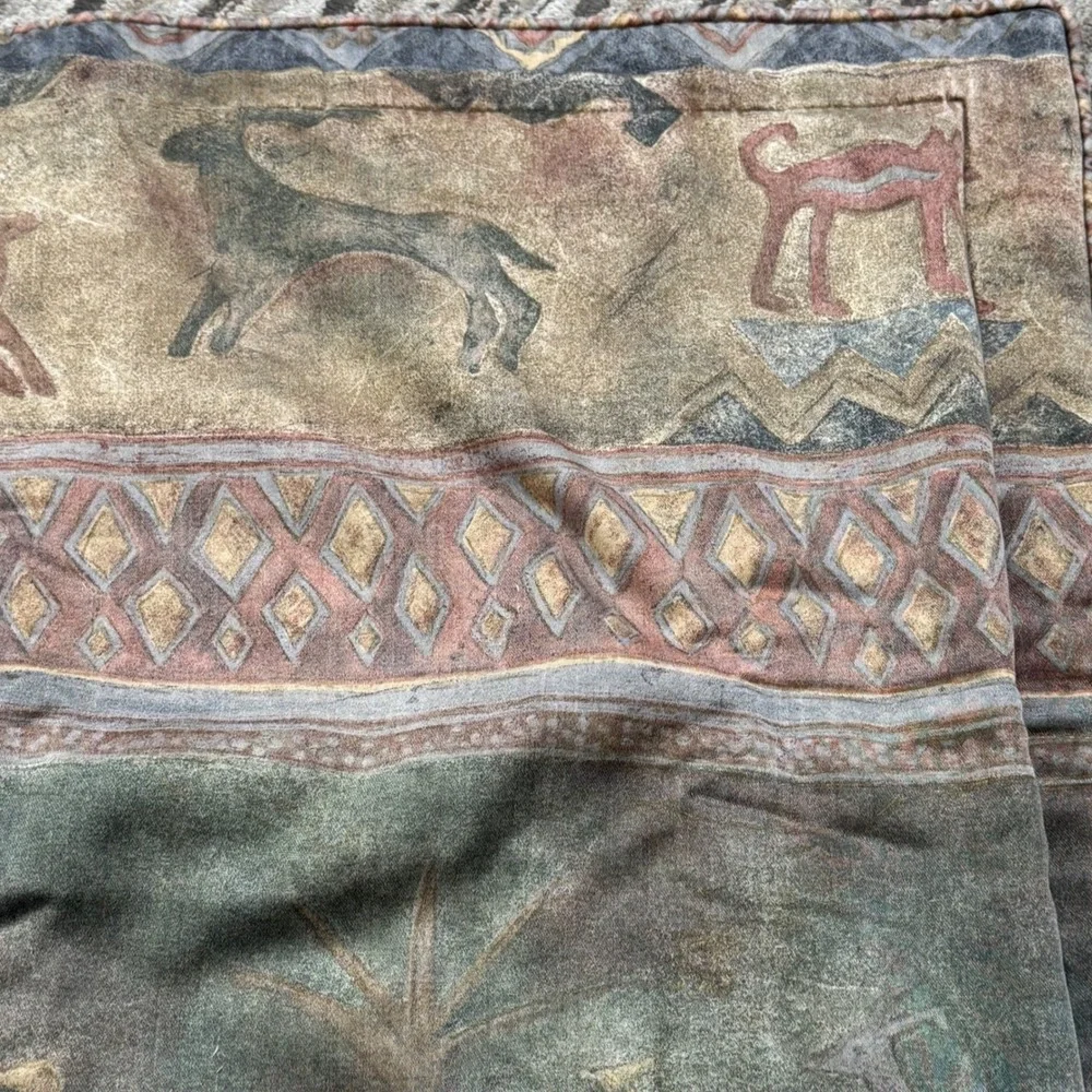 Vintage Mammoth‎ Cave Art Quilted Pillow Sham Prehistoric Tribal Earth Tones